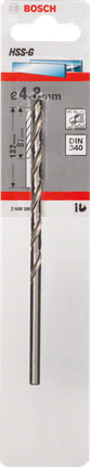 Metal drill bits HSS-G, DIN 340 Bosch 4.8mm HSS-G metal drill bit DIN 340.