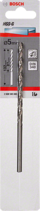 Metal drill bits HSS-G, DIN 340 Bosch 5mm HSS-G metal drill bit.
