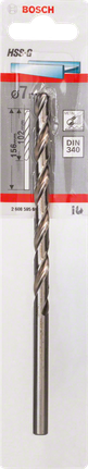 Metal drill bits HSS-G, DIN 340 Bosch 7 mm HSS-G metal drill bit.