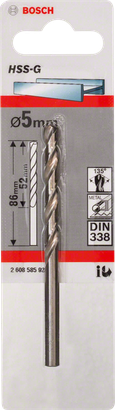 Bosch 5 mm HSS-G metal drill bit.