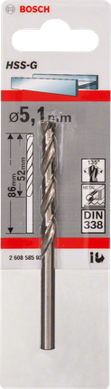 Metal drill bits HSS-G, DIN 338 Bosch 5.1 mm HSS-G metal drill bit DIN 338.