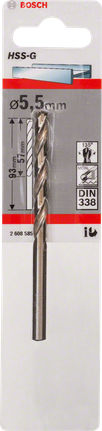 Metal drill bits HSS-G, DIN 338 Bosch 5.5 mm HSS-G metal drill bit.