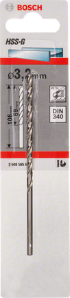 Metal drill bits HSS-G, DIN 340 Bosch 3.2 mm HSS-G metal drill bit DIN 340.