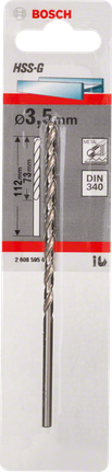Metal drill bits HSS-G, DIN 340 Bosch 3.5mm HSS-G metal drill bit.