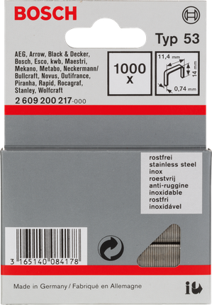 Bosch Typ 53 stainless steel staples.