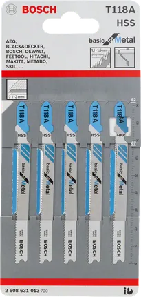 Bosch jigsaw blades T118A 3/8″ metal.