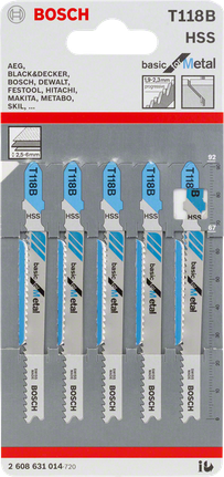 Jigsaw blade T 118 B Bosch T118B jigsaw blades 3/8″ metal.
