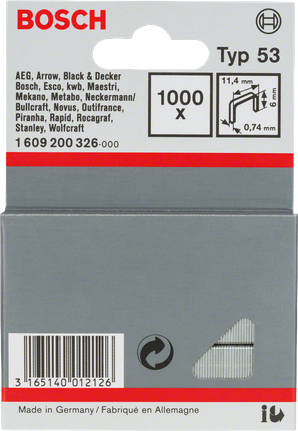 Bosch Typ 53 6 mm staples pack for staplers.