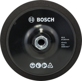 Bosch M14 150mm backing pad with hook-and-loop fastening.
