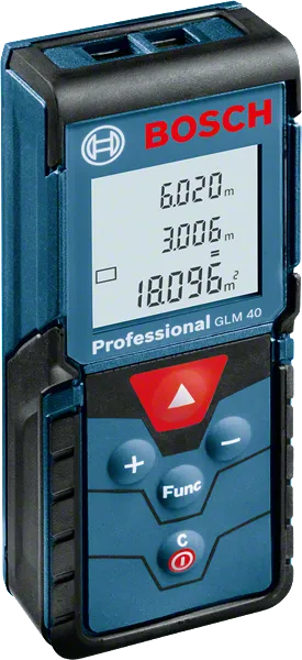 Bosch GLM 40 laser measure with digital display.