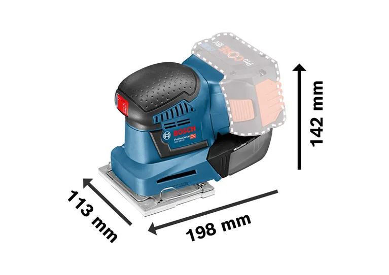 Orbital sander dimensions.