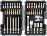 Bosch 43-piece impact screwdriver bit set with color-coded bits.