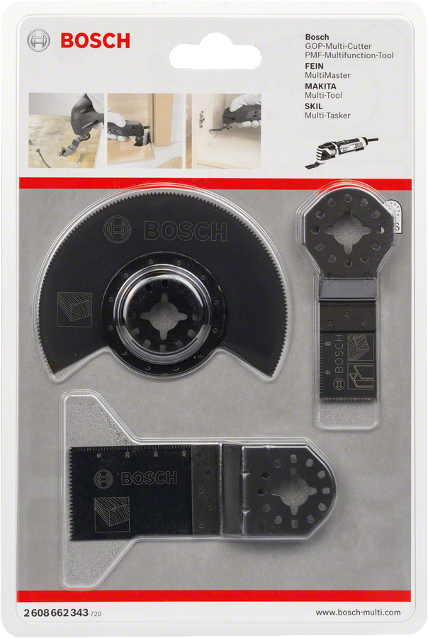 Bosch 3-piece basic wood set for multifunction tools.