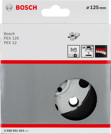 Bosch 125mm sanding pad for PEX 125 and PEX 12 sanders.