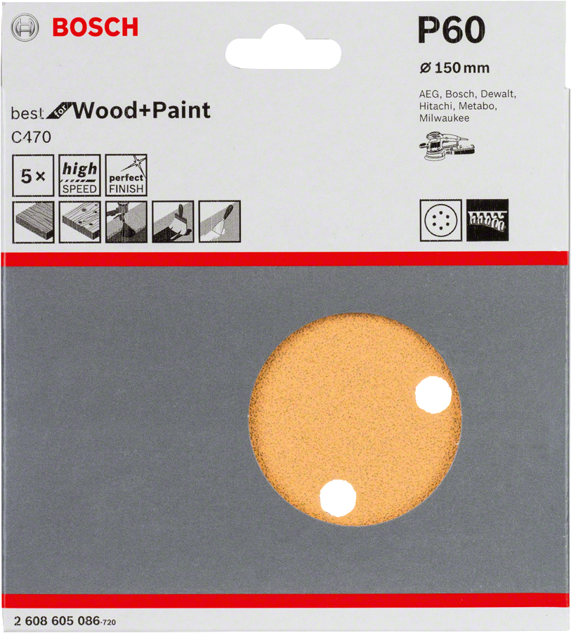 Bosch C470 sanding sheet P60 150mm pack of 5.