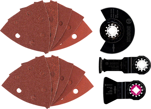 13-piece universal set Bosch 13-piece universal accessory set for wood and metal.