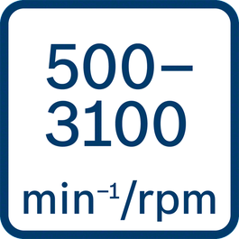 No load speed 500 - 3100 min-1/rpm