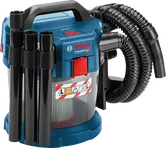 Bosch GAS 18V-10 L cordless dust extractor with hose.