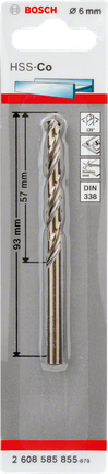 Metal drill bits HSS-Co, DIN 338 Bosch 6 mm HSS-Co metal drill bit.