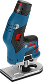Bosch GKF 12V-8 cordless palm router, ergonomic grip.