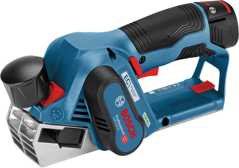 Bosch GHO 12V-20 cordless planer for wood planing.