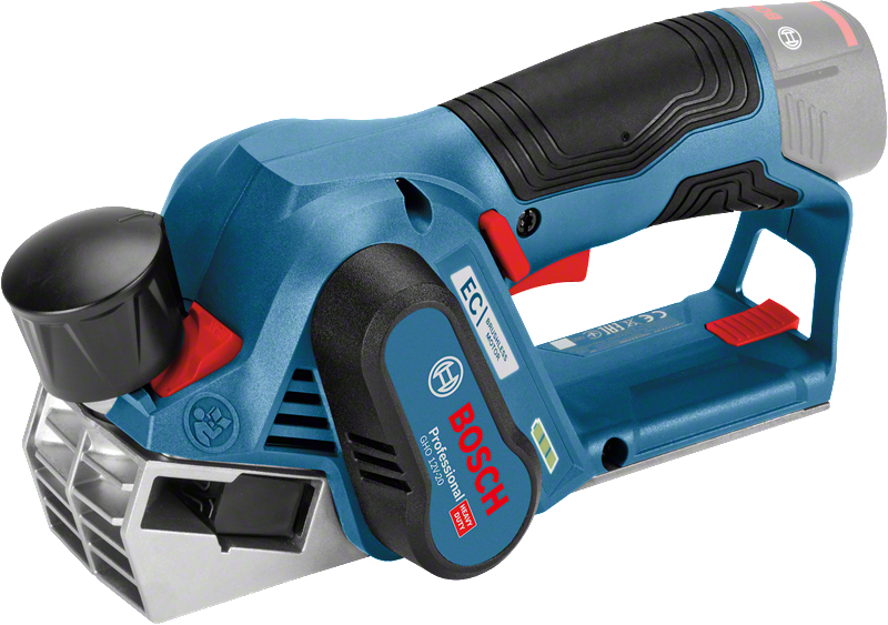 Bosch GHO 12V-20 cordless planer for precise wood shaving.