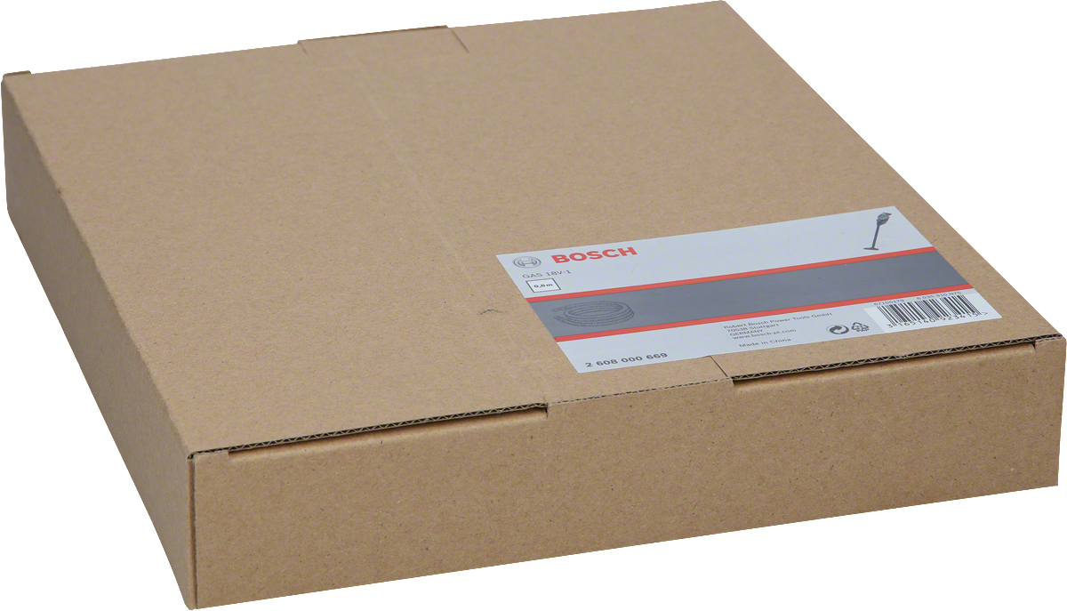 Bosch dust extractor pipe set in cardboard box.