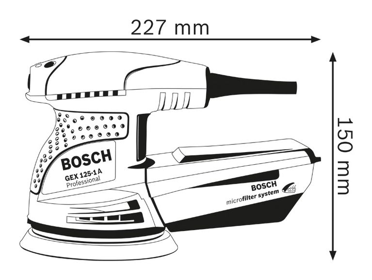 Dimensioned sander diagram.