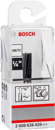 PRO Router Straight Bit, Two Flutes, Ø 5/16″ x L 49/64″, Shank 1/4″ Bosch 1/4″ router bit.