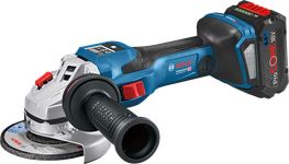 Bosch GWS 18V-15 SC cordless angle grinder with case.