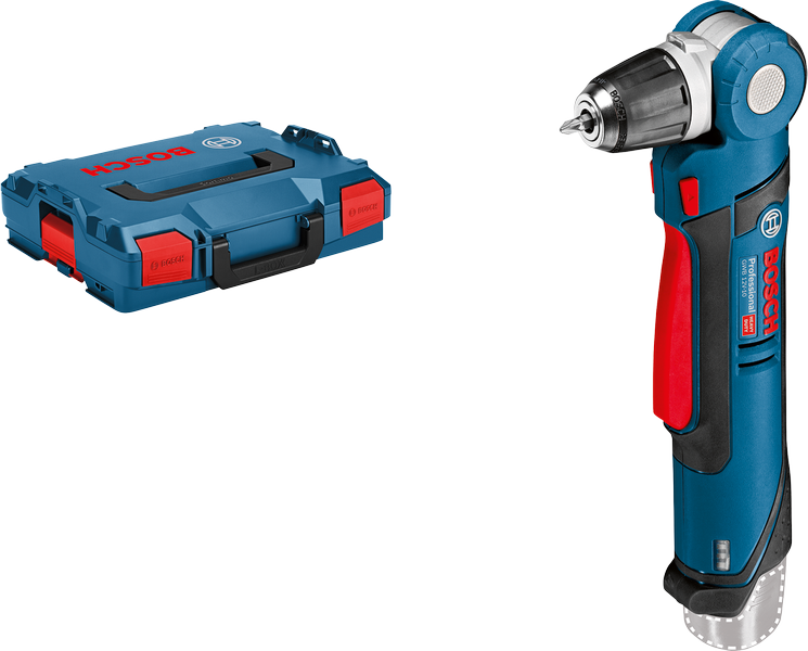 Bosch GWB 12V-10 cordless angle drill with case.