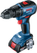 Bosch GSR 18V-50 cordless drill with 2.0Ah battery.