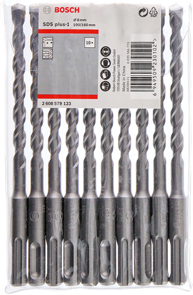 Hammer drill bit SDS plus-1 set 10 pcs Bosch SDS plus-1 hammer drill bit set 10 pcs.