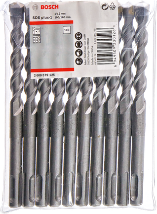 Hammer drill bit SDS plus-1 set 10 pcs Bosch SDS plus-1 hammer drill bit set 10 pcs.