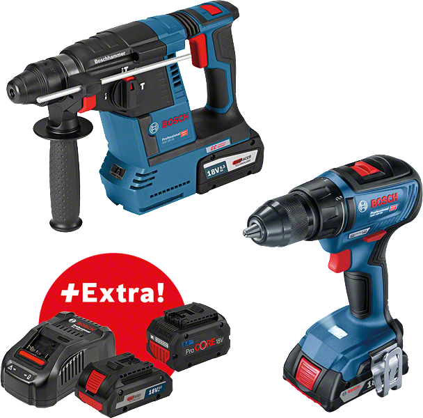 Combo Kit: Cordless Rotary Hammer GBH 18V-26 + Cordless Drill Driver GSR 18V-50 + ProCORE 4.0Ah & 8.0Ah + Fast Charger GAL 1880CV + XL-BOXX