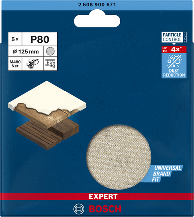Bosch EXPERT M480 sanding net 125 mm P80.
