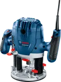 Bosch GOF 130 router with adjustable speed and 55mm stroke.