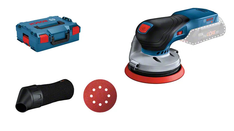 Bosch GEX 18V-125 cordless random orbit sander kit.