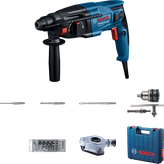 Bosch GBH 220 rotary hammer with drill bits and case.