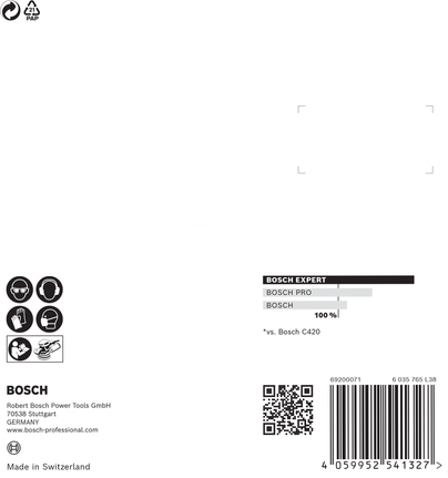 EXPERT C470 Sandpaper with 8 holes for Random Orbital Sanders 115 mm, G 40 5-pc Bosch EXPERT C470 115 mm sandpaper 40 grit.