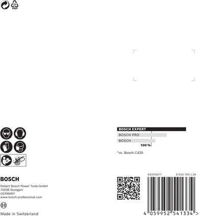 EXPERT C470 Sandpaper with 8 holes for Random Orbital Sanders 115 mm, G 60 5-pc Bosch EXPERT C470 115 mm sandpaper 8-hole 5-pack.