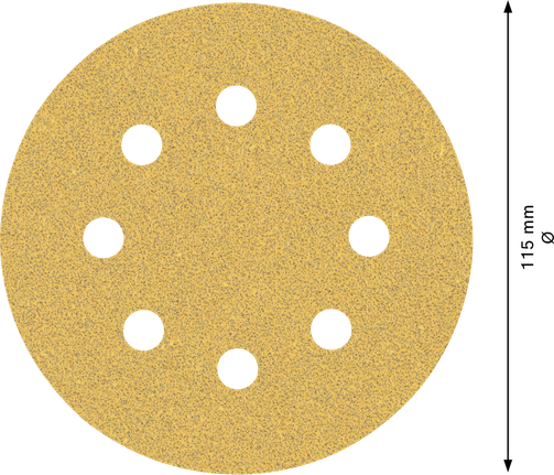 EXPERT C470 Sandpaper with 8 holes for Random Orbital Sanders 115 mm, G 60 5-pc Bosch EXPERT C470 sandpaper disc 115 mm 8 holes.