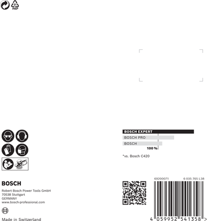 EXPERT C470 Sandpaper with 8 holes for Random Orbital Sanders 115 mm, G 120 5-pc Bosch C470 sandpaper 115 mm 120 grit.