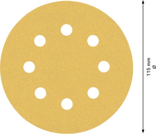 EXPERT C470 Sandpaper with 8 holes for Random Orbital Sanders 115 mm, G 120 5-pc Bosch EXPERT C470 sandpaper disc 8 holes 115mm 120 grit.
