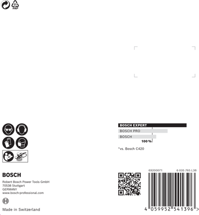 EXPERT C470 Sandpaper with 8 holes for Random Orbital Sanders 115 mm, G 400 5-pc Bosch EXPERT C470 115mm sandpaper 5-pack.