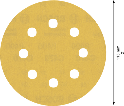 EXPERT C470 Sandpaper with 8 holes for Random Orbital Sanders 115 mm, G 400 5-pc Bosch EXPERT C470 sandpaper disc 115mm 8 holes.