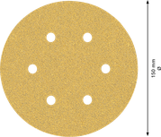 Bosch C470 sandpaper disc with 6 holes, 150 mm diameter.