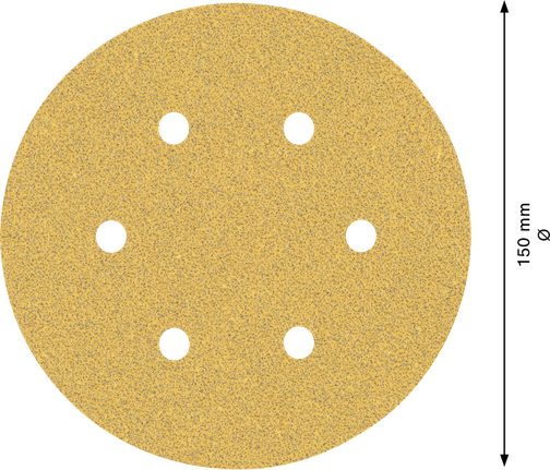 Bosch C470 sandpaper disc with 6 holes, 150 mm diameter.