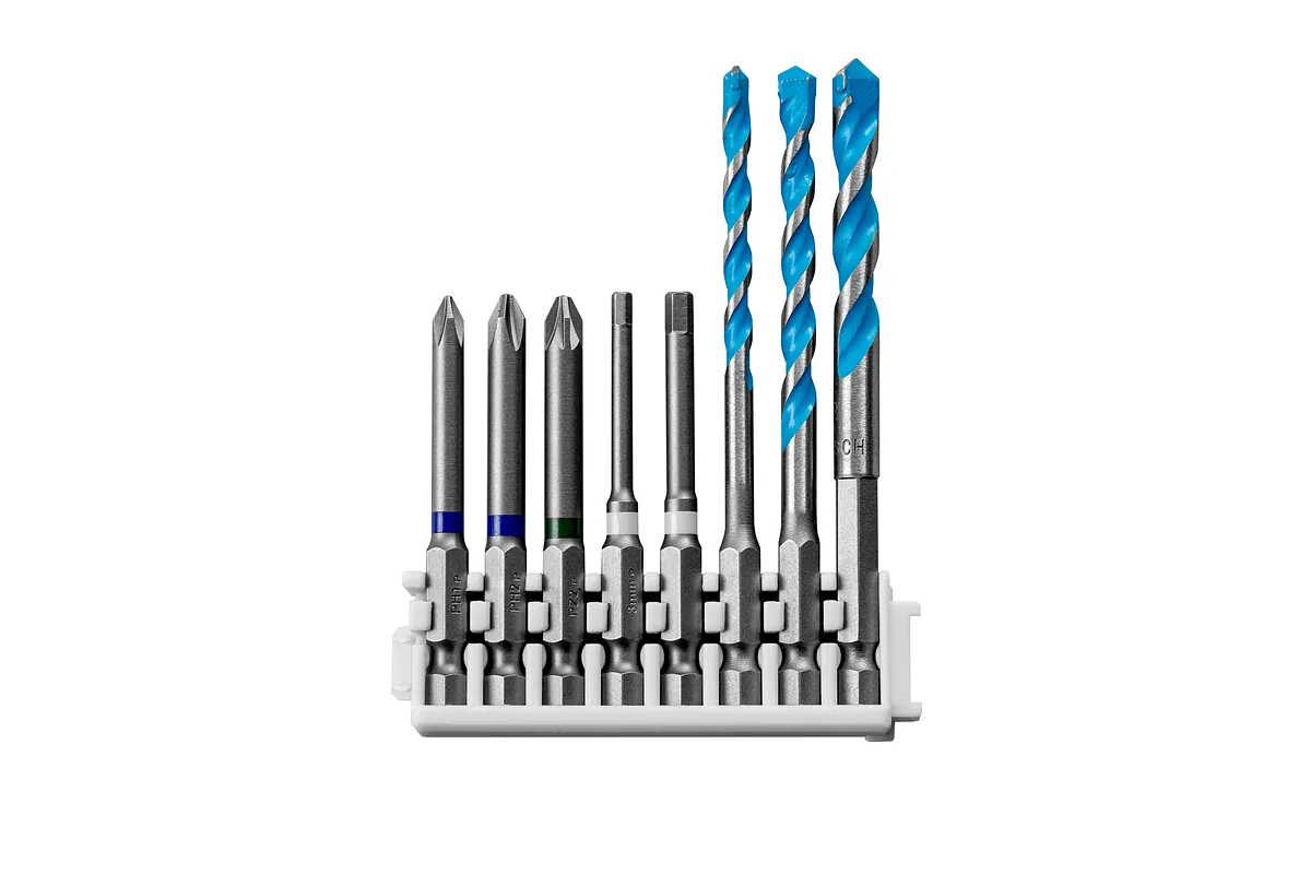 Bosch Pick & Click 8-piece mixed screwdriver and drill bit set.