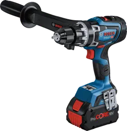 Bosch GSB 18V-150 C cordless combi drill with side handle.